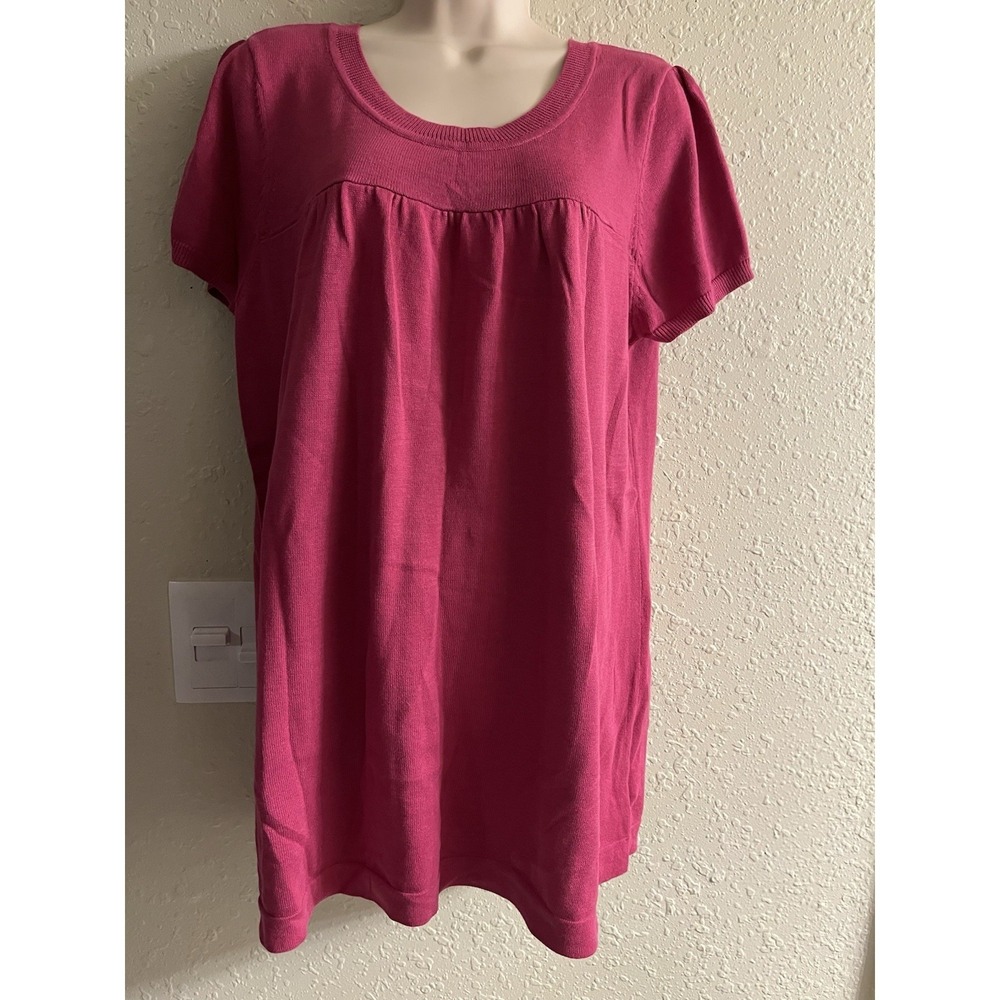 Daisy Fuentes Women Pink Cotton Knit Blouse Top Plus Size 1X DXMH2015